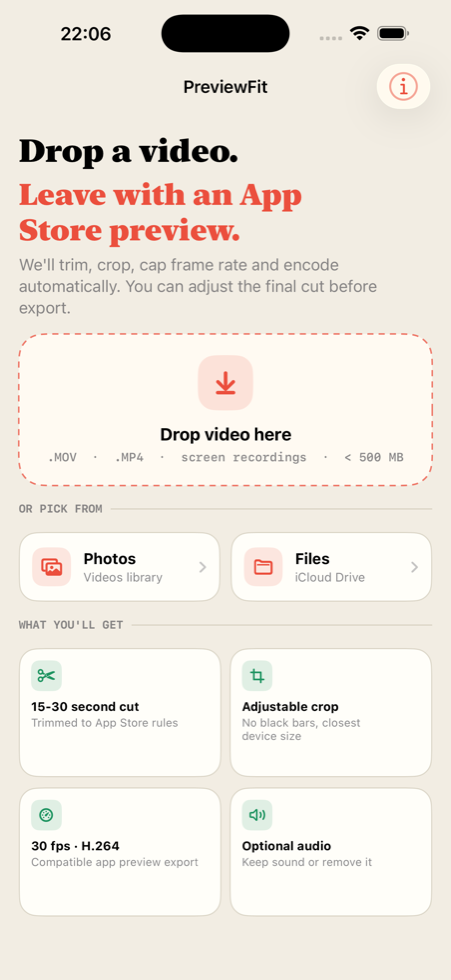 Preview Fit import screen