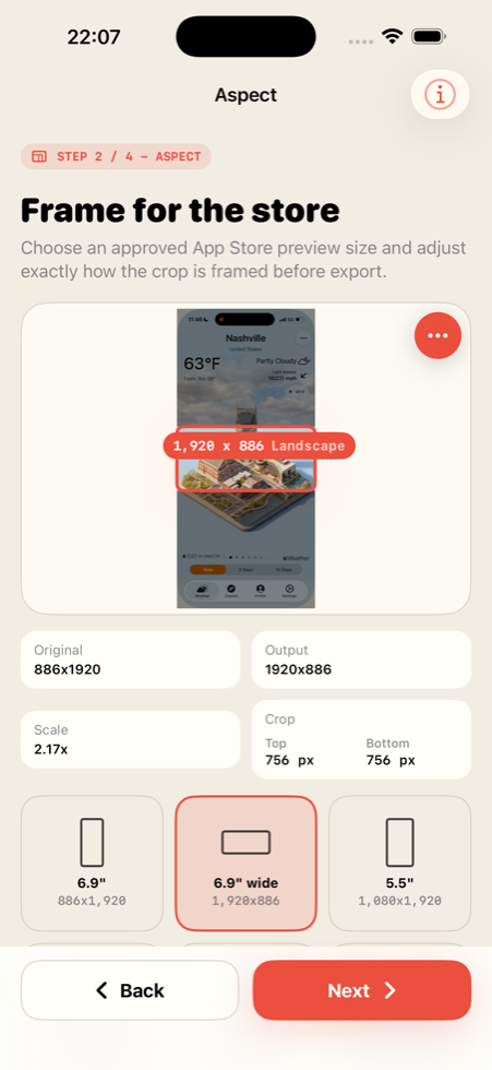 Preview Fit format and audio settings for App Store ready export