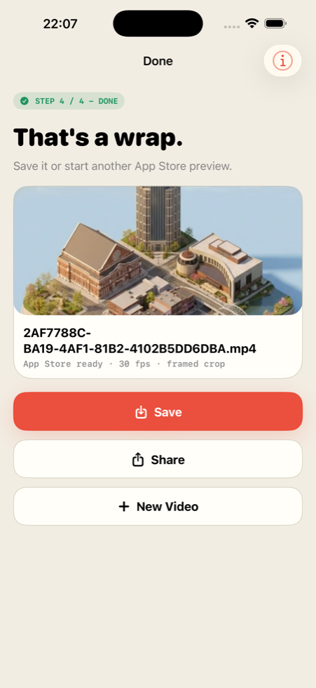 Preview Fit finished export screen